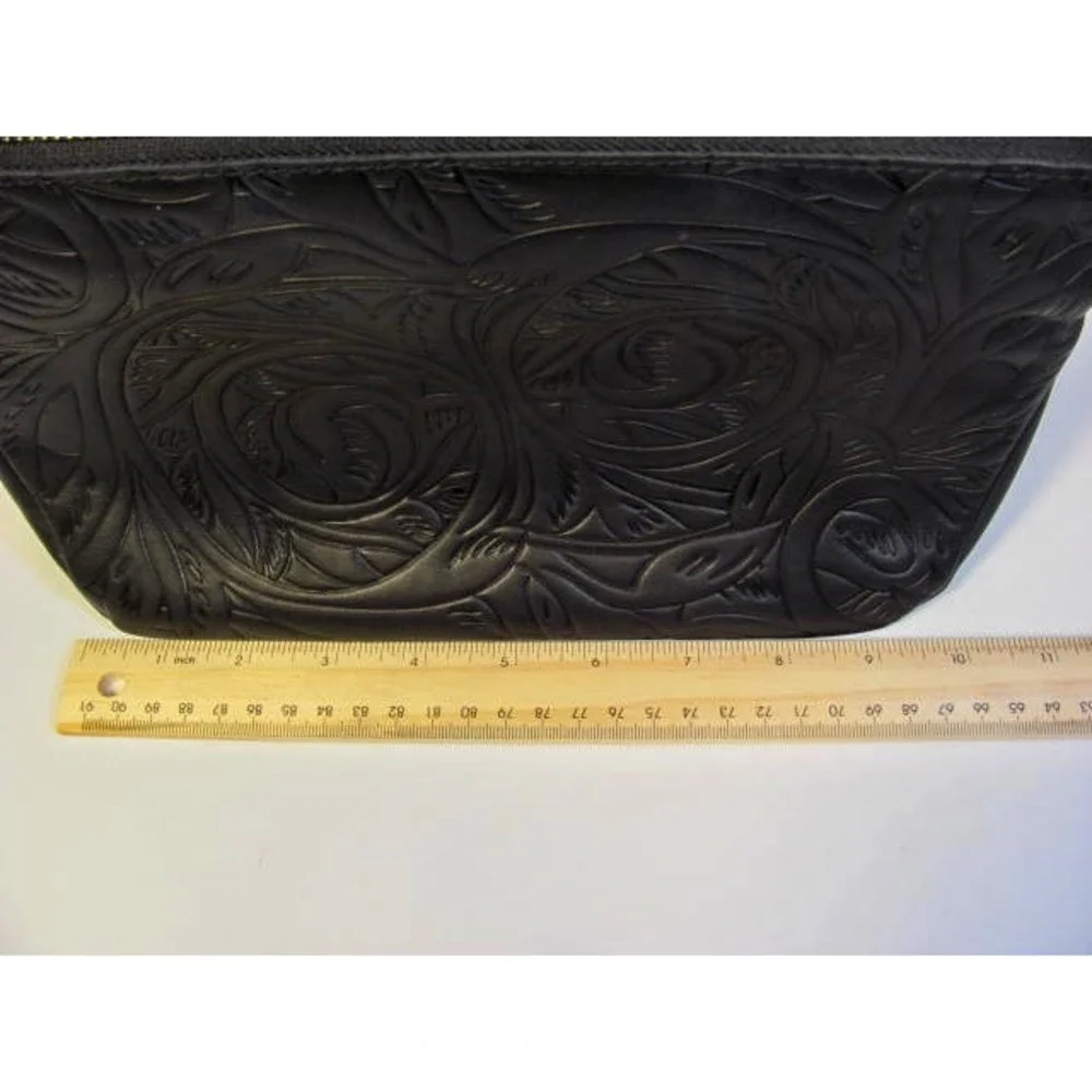 The Sak Cosmetic Clutch Embossed Black Like New